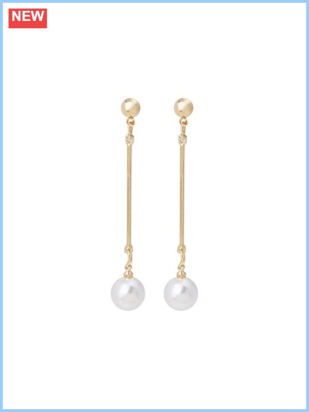 Dainty Pearl Chain Tassel Stud Earrings 14k Gold Plated